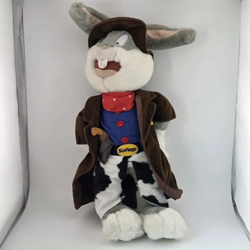 Vintage 1990s Six Flags Sheriff Bugs Bunny Plush 20